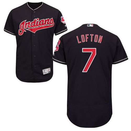 Indians #7 Kenny Lofton Navy Blue Flexbase Authentic Collection Stitched MLB Jersey - Click Image to Close